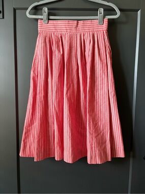 Vintage CLAUDE Striped Pink A-Line Midi Skirt (see measurements)